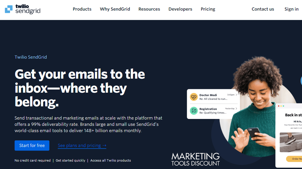 SendGrid Homepage