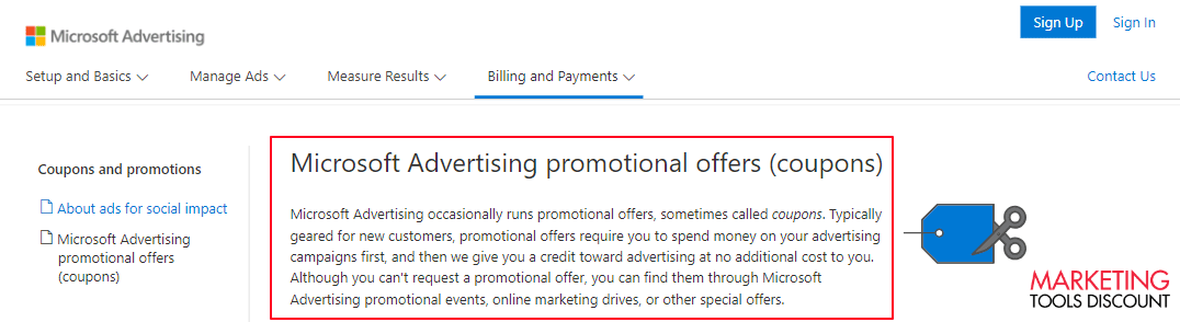 About Microsoft Advertising Promotional Offers