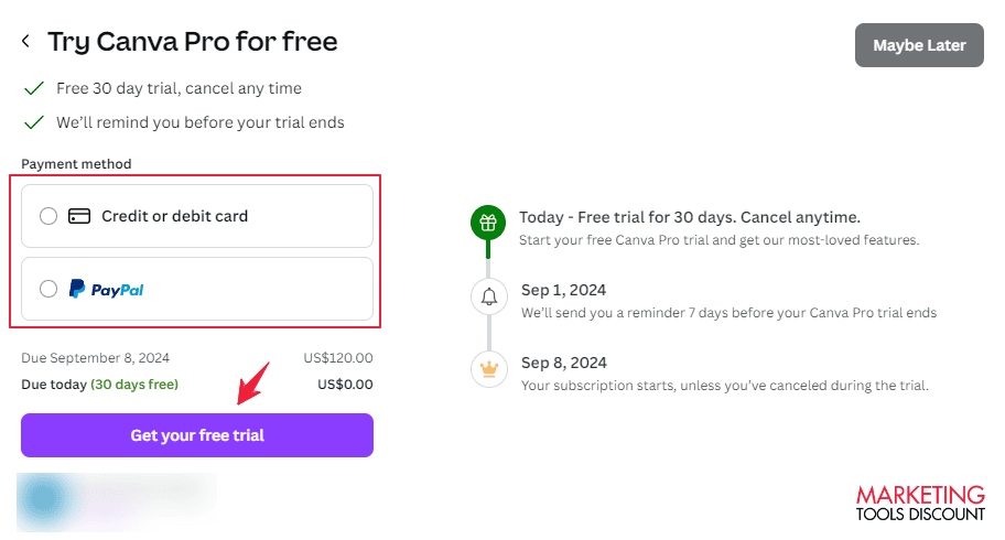 Canva Checkout Page