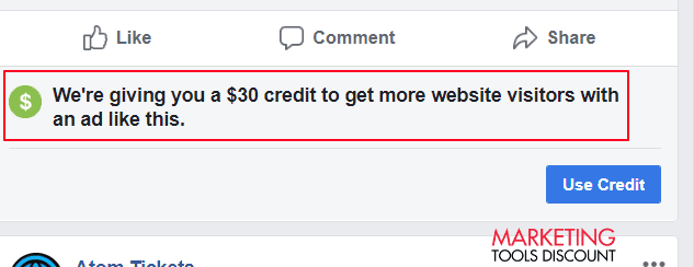 Facebook ads credit By Sharing content on Facebook page