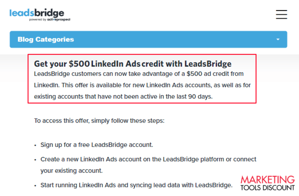 Linkedin Ads Credit by LeadsBridge