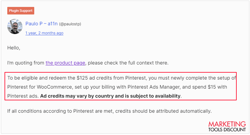 Pinterest For Woocommerce for $125 ad credits