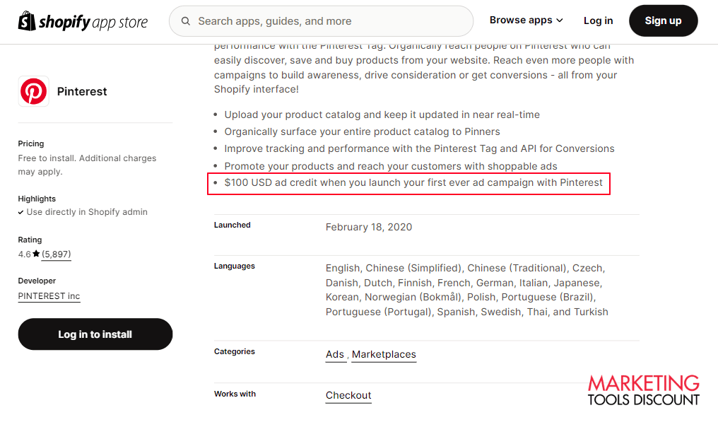 Pintesr Ads Credit By Shopify