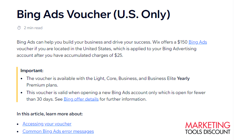 Wix Offers Bing Ads Credit