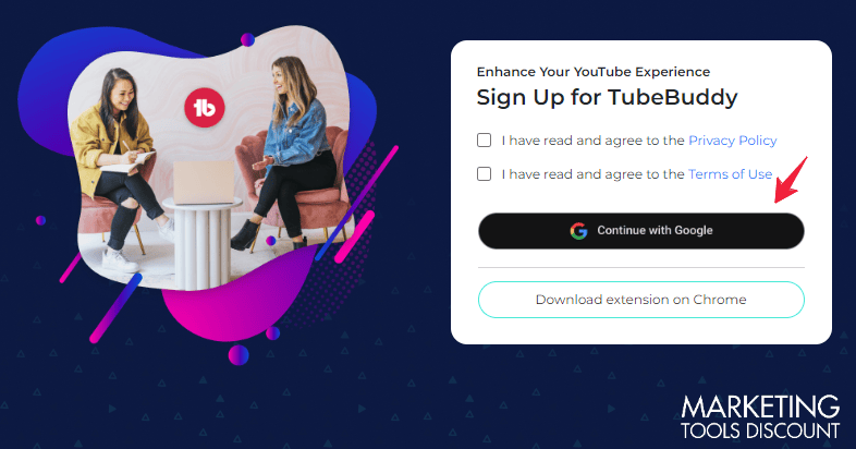 TubeBuddy Sign Up Page