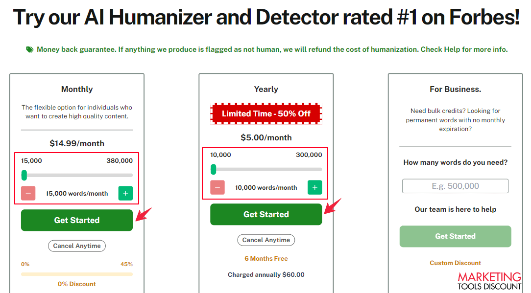 UNDETECTABLE AI Pricing Plans