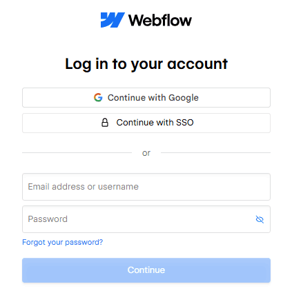 Webflow Account Sign up