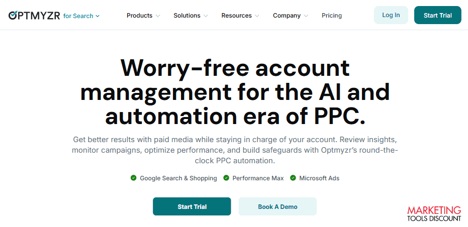 Optmyzr Coupon Code, Unlock Exclusive 50% Discount on PPC Tools 1 Optmyzr home page